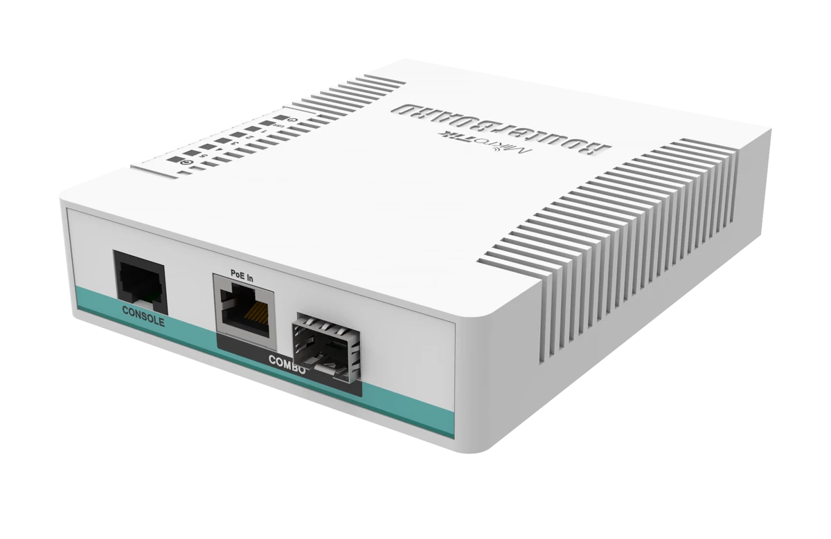 CRS106-1C-5S Smart Switch, 5x SFP cages, 1x Combo port (SFP or Gigabit Ethernet)