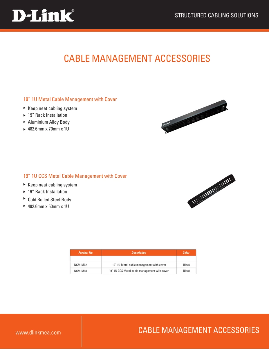 NCM-M02&NCM-M03 CABLE MANAGEMENT ACCESSORIES
