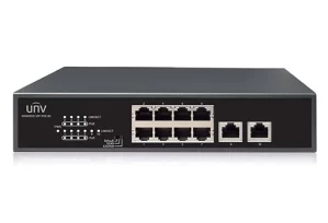 10-Port PoE Switch Ports 10×100Mbps (RJ45), including 8 PoE ports