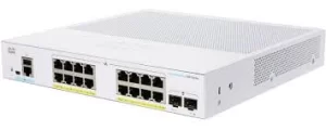 CBS350-16FP-2G switch, 16 10/100/1000 PoE+ ports with 240W power budget, 2 Gigabit SFP